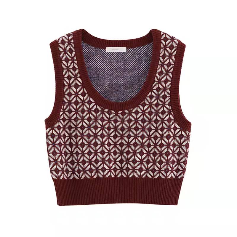 Lil Forest Áo Sweater sát nách cổ chữ U kiểu Retro Pháp dễ thương | BigBuy360 - bigbuy360.vn