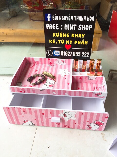 Kệ mỹ phẩm đại 35cm hello kitty sọc