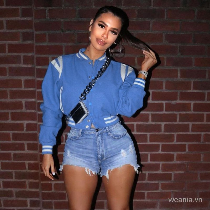 Áo khoác tay dài kẻ sọc đính nút thời trang cho nữ