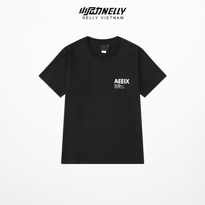 Áo thun tay lỡ NELLY 100% cotton 4 chiều dáng unisex form rộng in hình aeeix mã N0007