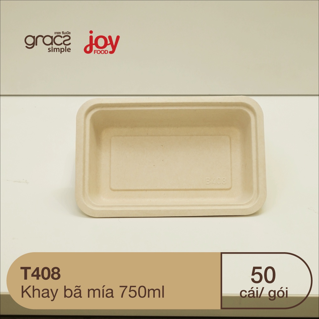 50 khay bã mía Gracz 750ml đựng món ăn, cơm phần/ Kèm Nắp Nhựa
