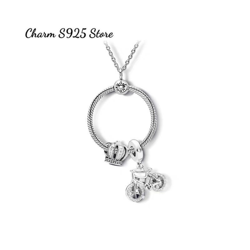 combo mặt dây chuyền charm pan mix 2 hạt charm cá tính bạc s925 cao cấp