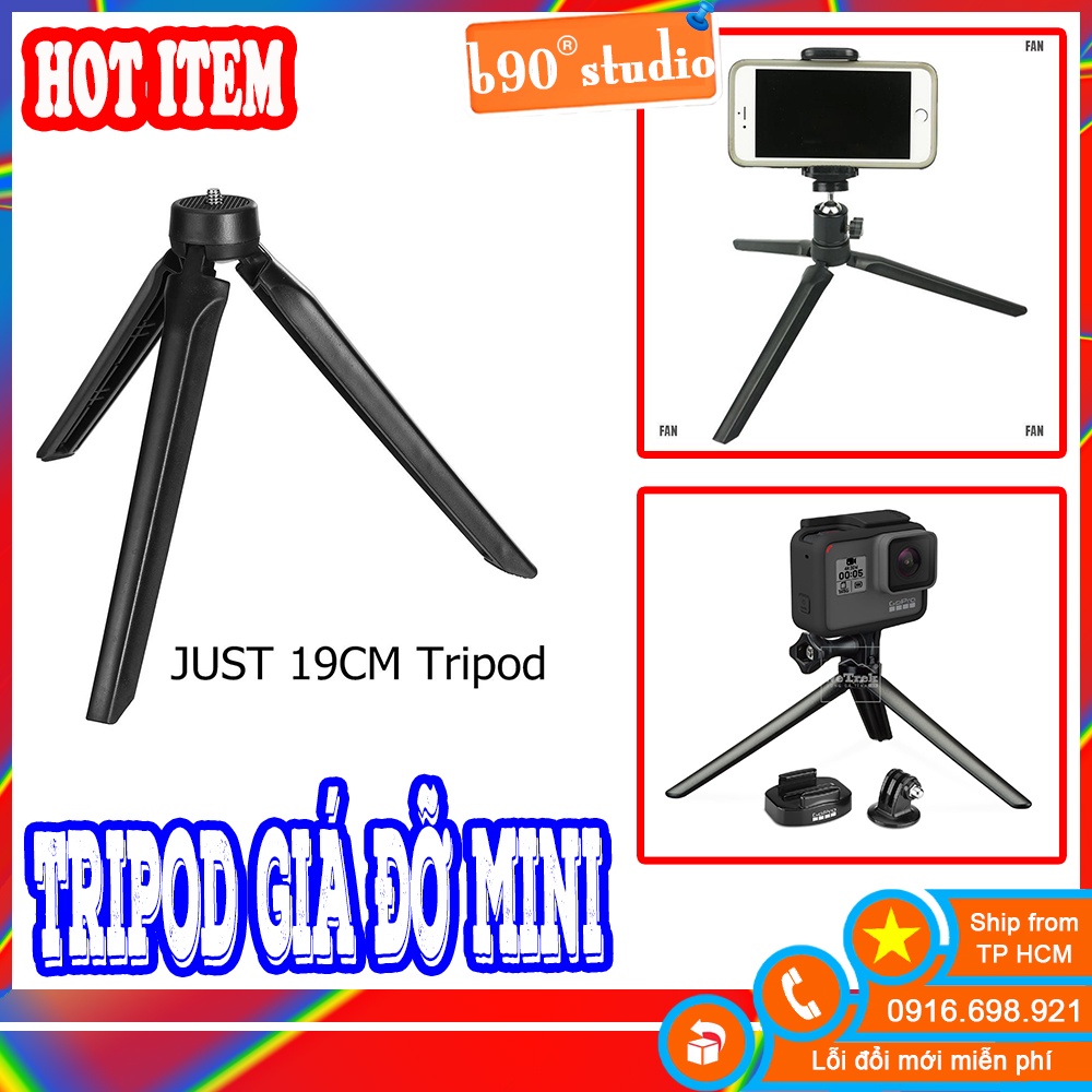 GIÁ SỈ  Tripod giá đỡ mini Gopro đèn livestream 15 CM máy ảnh gậy tự sướng ren kim loại cao cấp