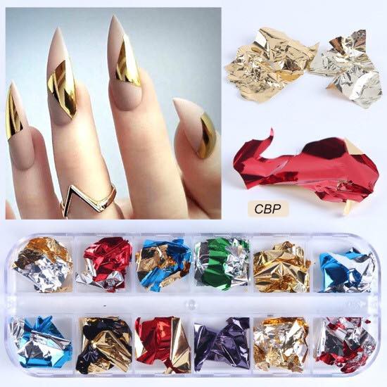 Giấy Bạc Vụn Nhún 12 Màu mẫu mới - Trang Trí Ẩn gel, ẩn bột Rất đẹp - Lẻ 1 Hộp