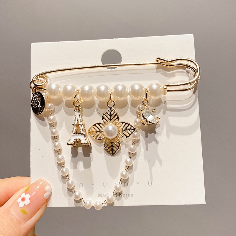 Ghim Cài Áo Đính Ngọc Trai Thiết Kế Dễ Thương Dành Cho Nữ