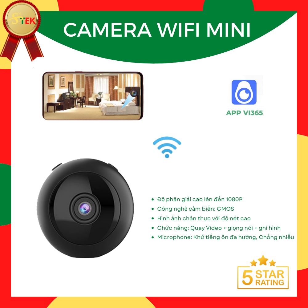 Camera Mini Wifi Siêu Nhỏ Độ Nét Cao Giám Sát Trực Tiếp Trên ĐT Hồng Ngoại Quay Ban Đêm Không Dây App Vi365