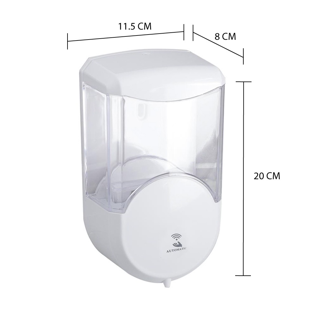 HomeBase MOYA Bình đựng dầu gội, sữa tắm treo tường cảm ứng 600ML N11.5xS8xC20cm màu trắng trong