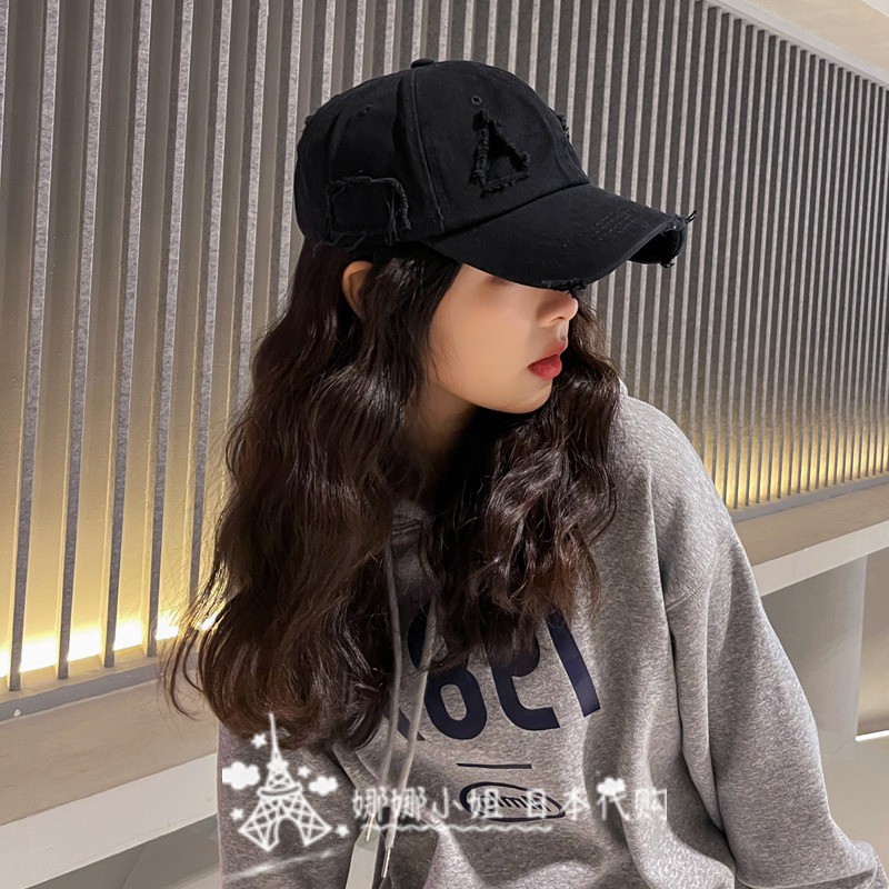 Mũ Lưỡi Trai Màu Trơn Mềm Mại Thiết Kế Rách Cá Tính Thời Trang Cho Nam Và Nữ