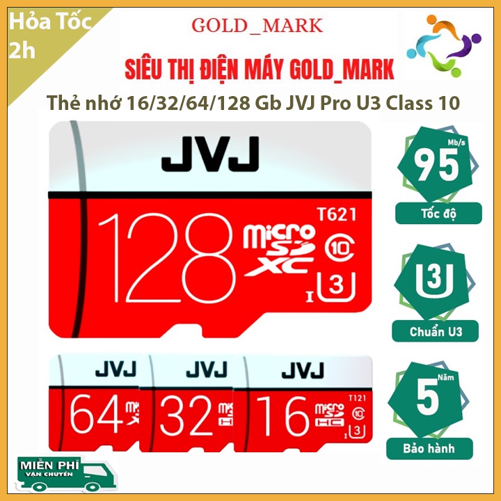 ☢️MẠI DÔ☢️ Thẻ nhớ 16/32/64/128 Gb JVJ Pro U3 Class 10 – chuyên dụng cho CAMERA tốc độ cao - Bh 5 năm