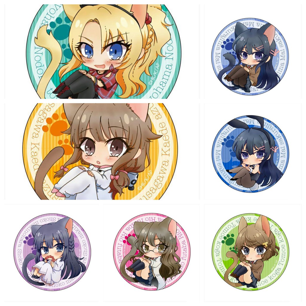 Huy hiệu cài áo IN HÌNH Rascal Does Not Dream of a Dreaming Girl anime chibi tiện lợi