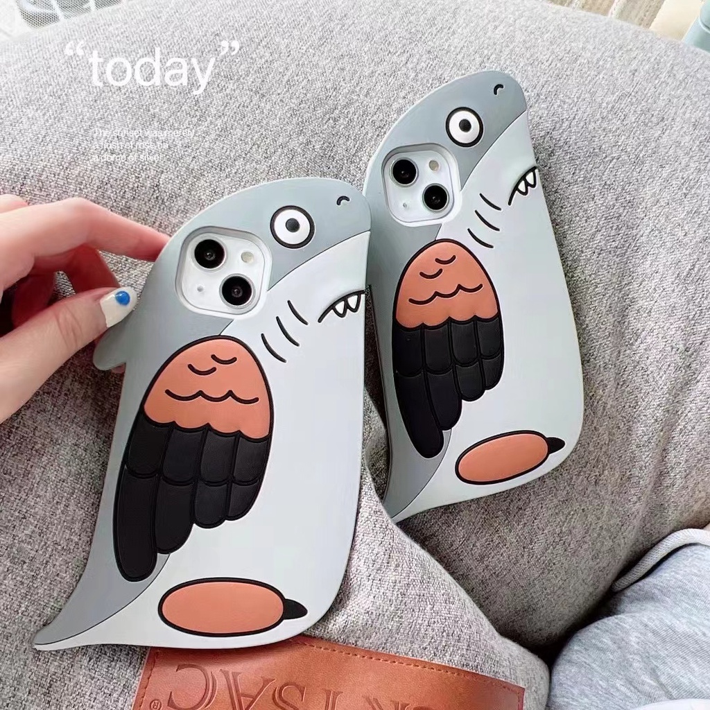 Ốp Điện Thoại Silicon Hình Cá Mập Cho iPhone X XS XR 11 11ProMax 12ProMax 12Pro 12 13 13ProMax 7 / 8 Plus