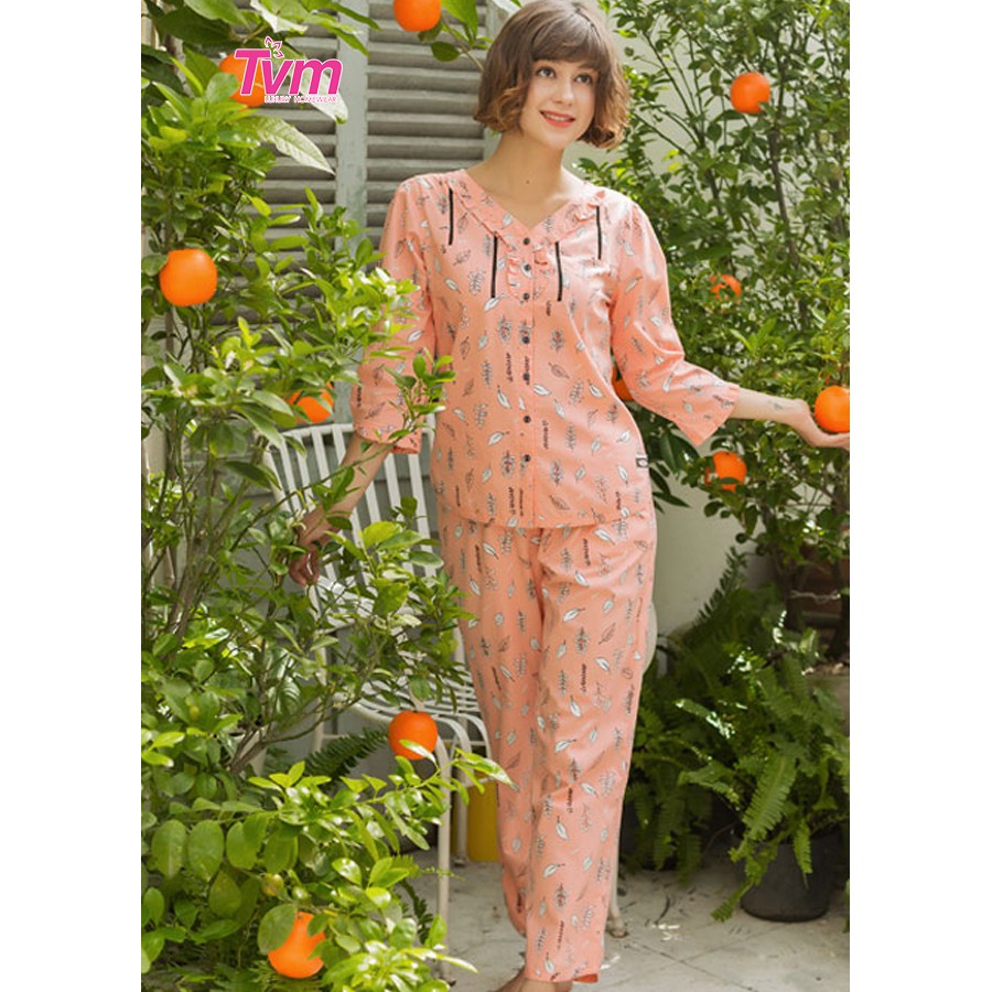 Đồ mặc nhà Bộ dài nữ tay lỡ Tvm Luxury Homewear B509