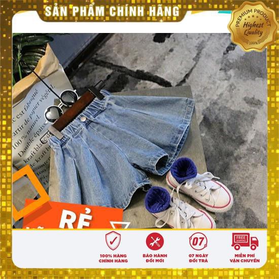 Quần bò xếp ly giả váy cho bé gái Phong cách Culottes