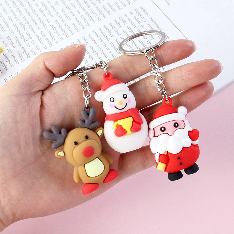 Móc chìa khóa hình ông già Noel/Người tuyết làm quà Giáng Sinh dễ thương