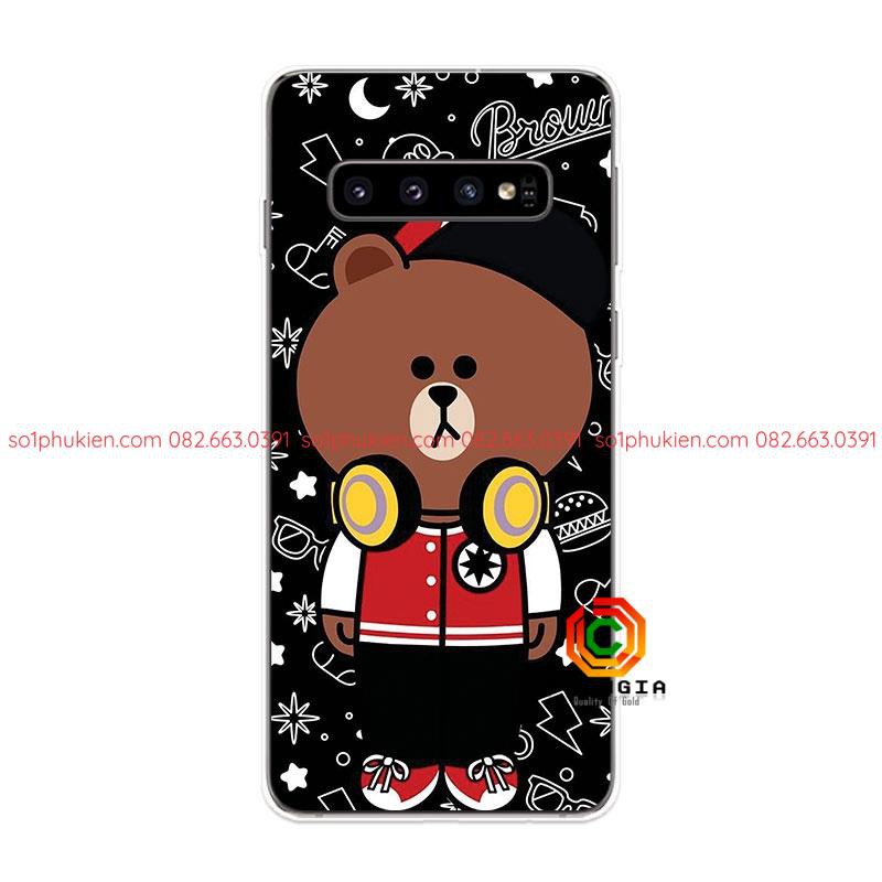 Ốp Lưng in hình đẹp Samsung Galaxy S9 S9+ S10 S10+ Plus S10e Lite TPU mềm Case gấu nâu Two