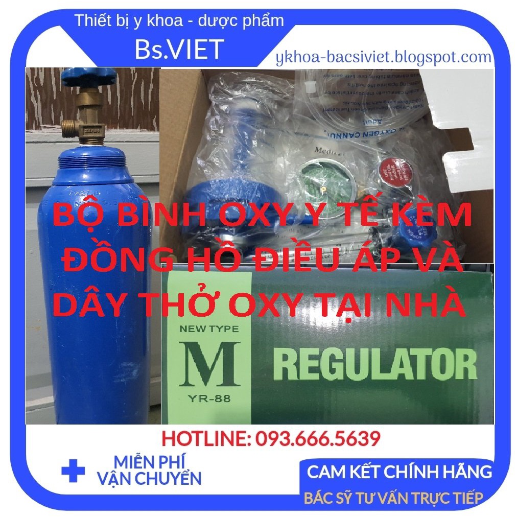BỘ BÌNH OXY THỞ 8 lít KÈM ĐỒNG HỒ DÂY THỞ- Cung cấp khí oxy sạch cho người già, bệnh nhân cần thở oxy tại nhà an toàn