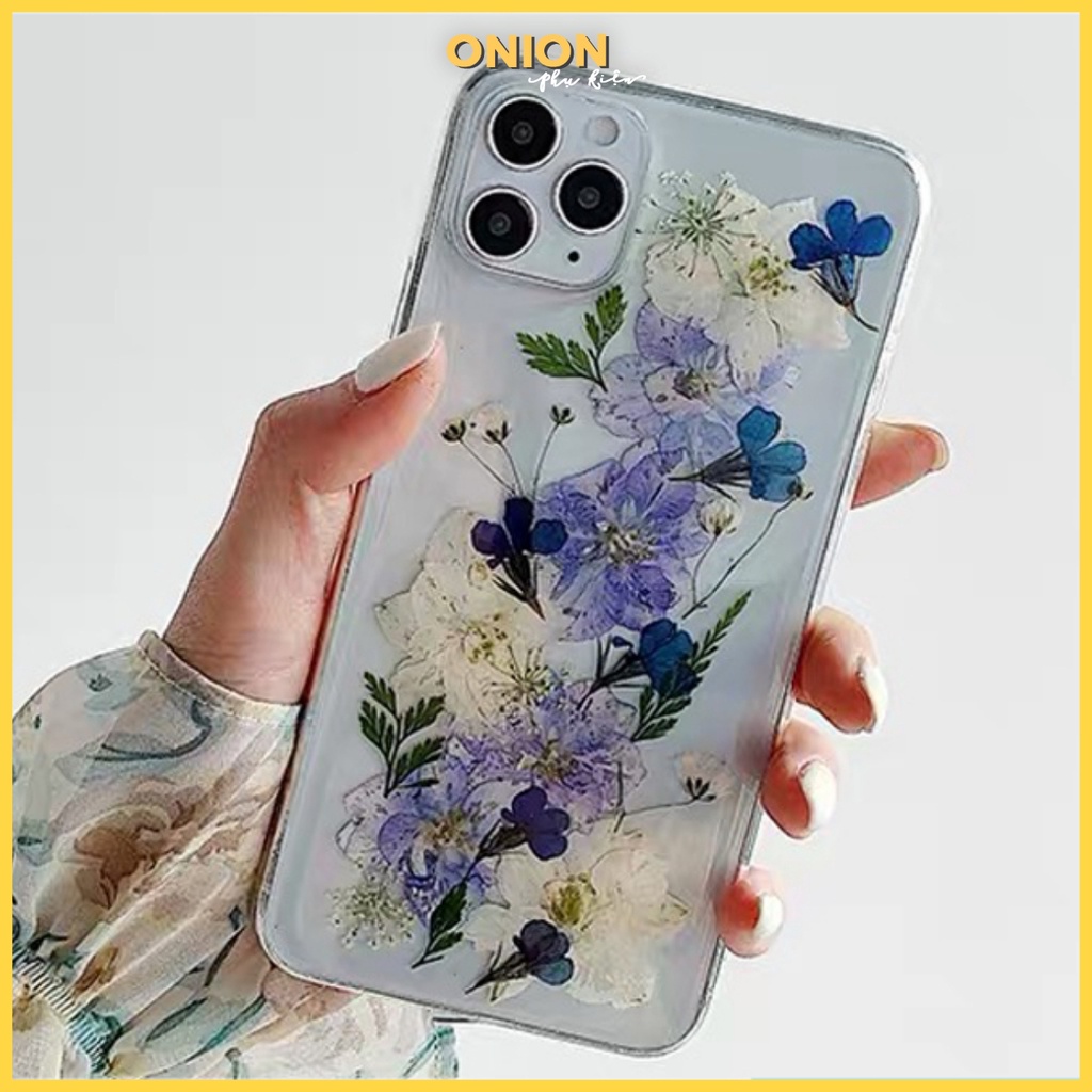 Ốp Onion hoa tím ép khô dành cho ip 11 12 Pro Max 7 8 Plus X XsMax XR