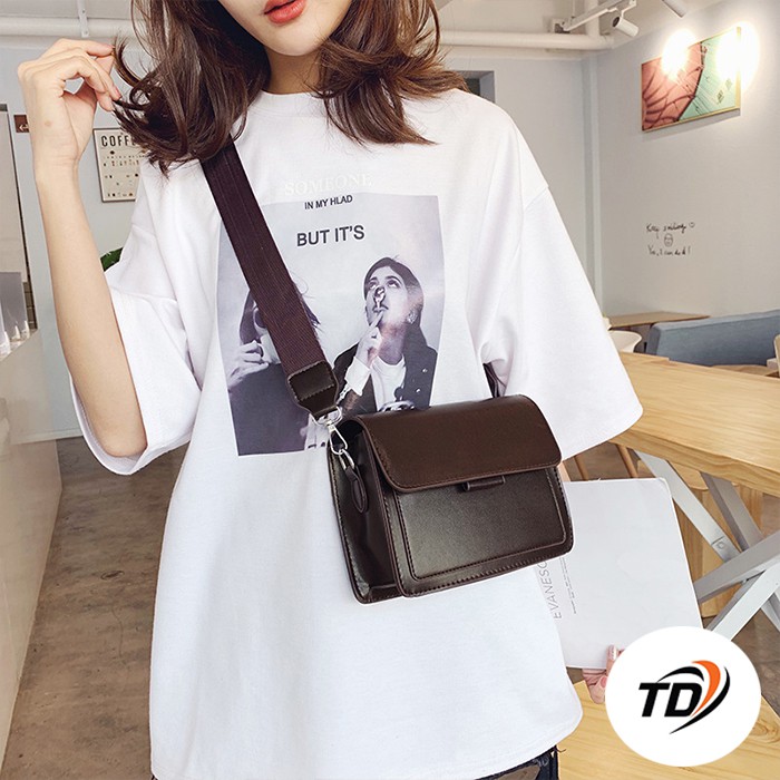 [Mã WAMT2405 giảm 10K đơn 0K] TÚI NỮ ĐEO CHÉO INSINE QUAI TO BẢN DA PU TRƠN PHA MÀU THỜI TRANG TD 54