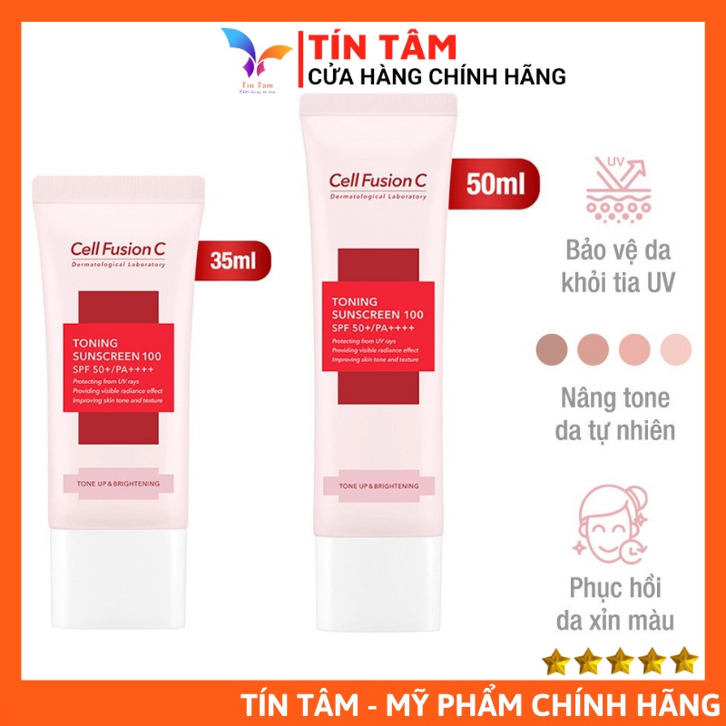 Kem Chống Nắng Cell Fusion C Toning Sunscreen 100 SPF50 (màu hồng, nâng tone da)