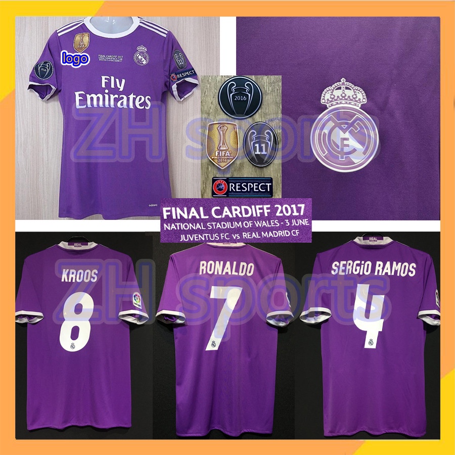 Áo Thun Bóng Đá Câu Lạc Bộ Real Madrid 16/17 BELE11 RONALDO 7 Seergio Ramos 4 2016/2017