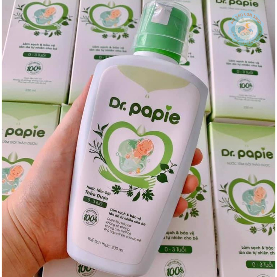 Nước Tắm Gội Thảo Dược Dr Papie 230ml (0-3 tuổi )
