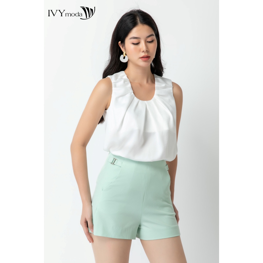 Áo sát nách xếp nếp IVY moda MS 15B8770