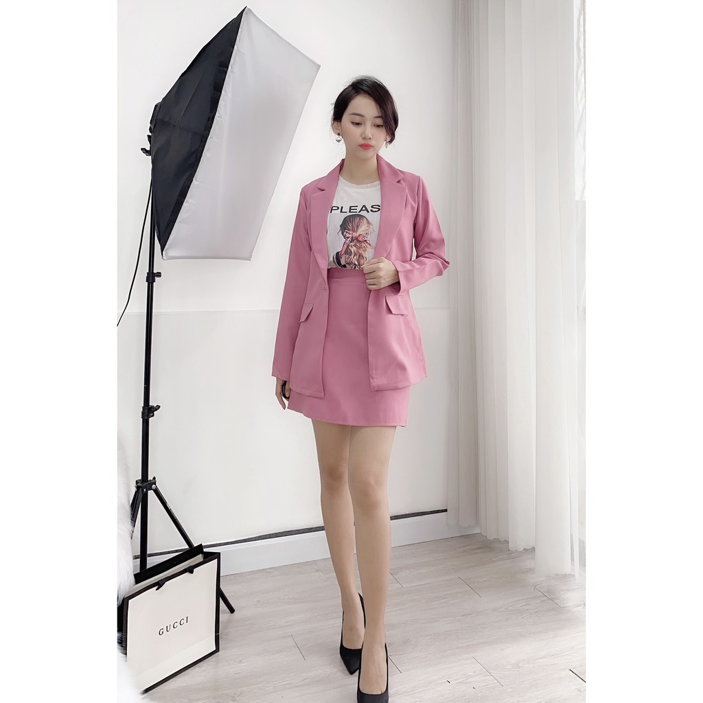 Set Vest Chân Váy Quần Hàn Quốc, Đi làm, Đi chơi, Trắng, Hồng, Đen, set Cá tính, Vét, Set 2 món, | BigBuy360 - bigbuy360.vn