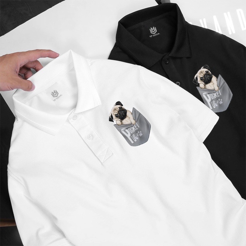 Áo Polo HY Korea Vải Cá Sấu 4 Chiều Logo Chó Mặt Xệ 220 Phong Cách Hàn Quốc.