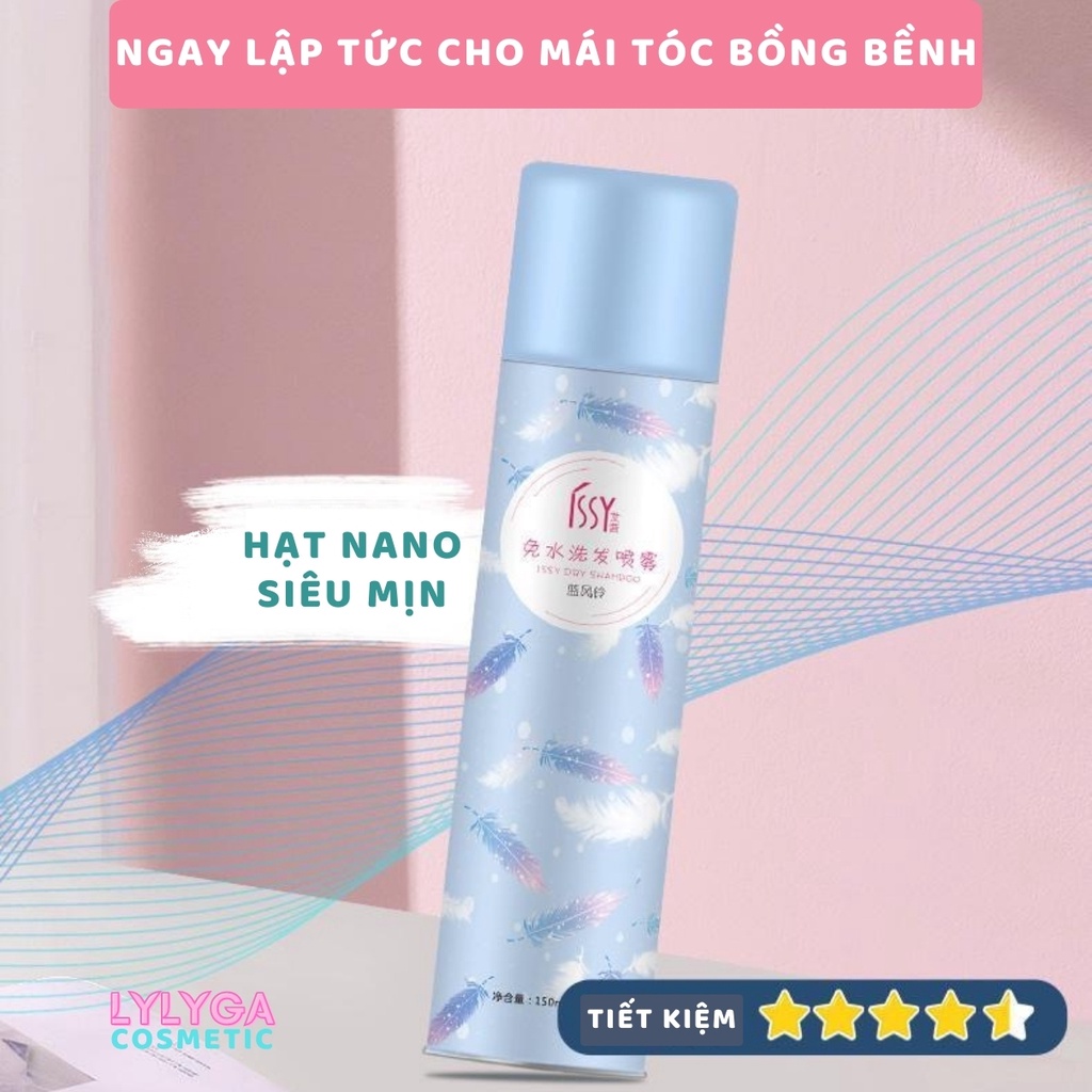 Dầu gội khô ISSY 150ml dạng xịt an toàn không cần nước dùng cho nam, nữ không bết tóc