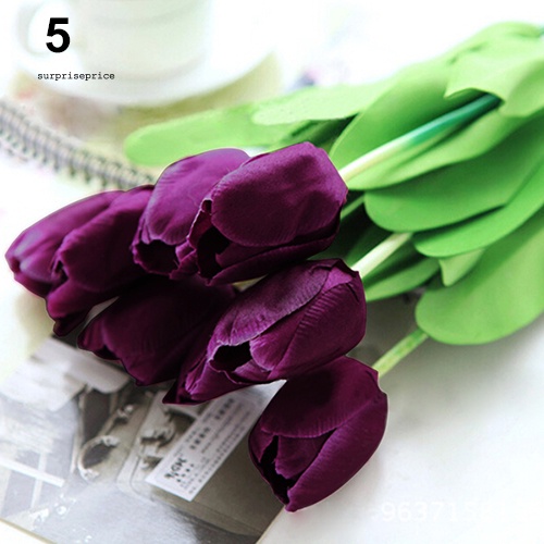 Bó Hoa Tulip Nhân Tạo Bằng Lụa Latex Trang Trí Nhà Cửa / Tiệc Cưới