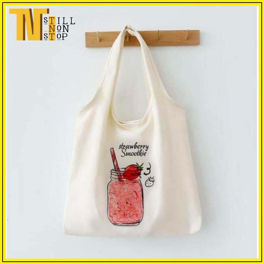 Túi đeo vai, túi tote (VẢI CANVAS MỀM - QUAI LIỀN) - KIWI DÂU