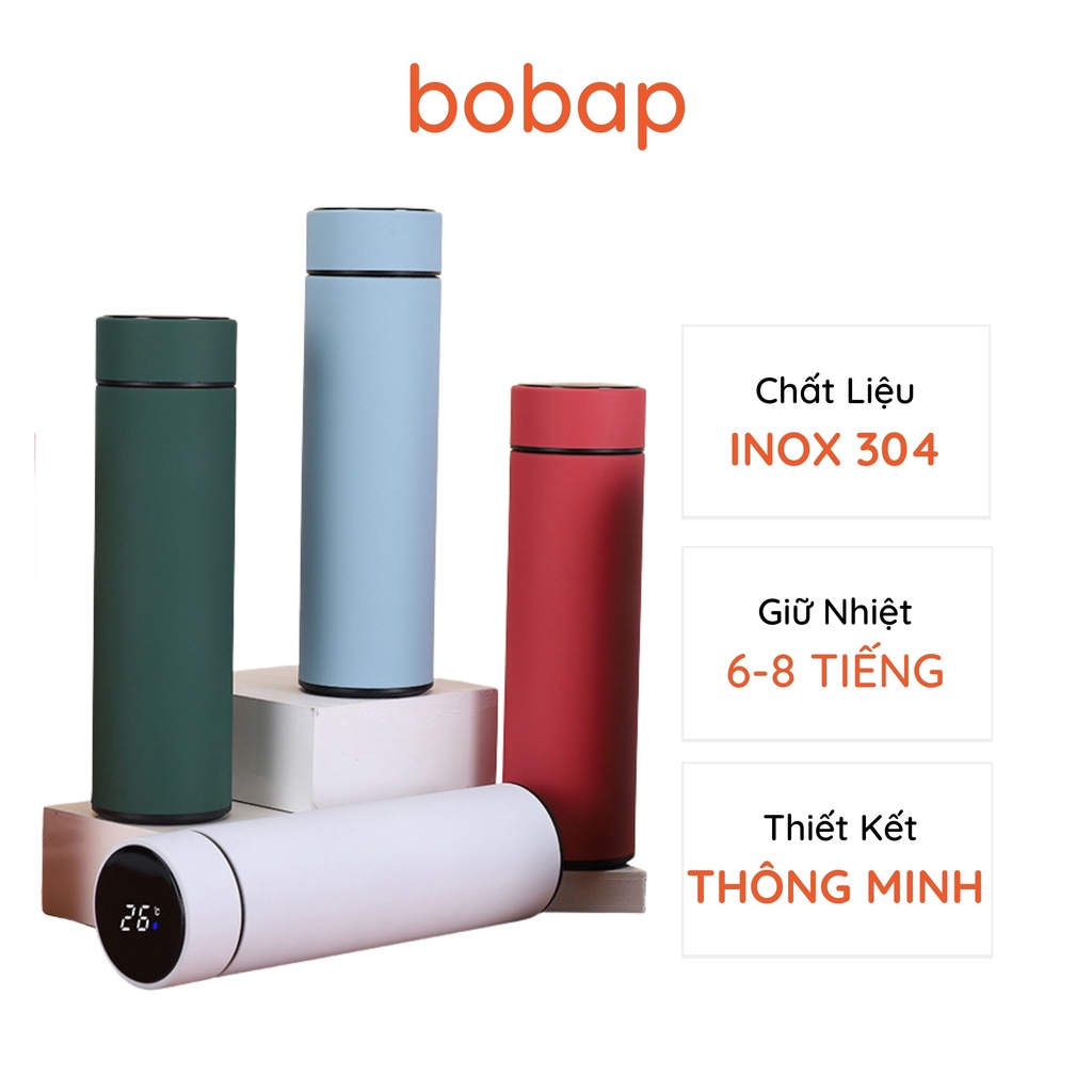 Bình giữ nhiệt cảm ứng nhiệt độ Bobap 500ml đựng nước, trà, cafe giữ nóng lạnh 6-8 tiếng