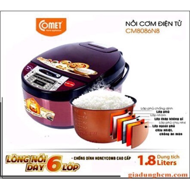 Nồi cơm điện Comet CM8086N8 - 1.8L