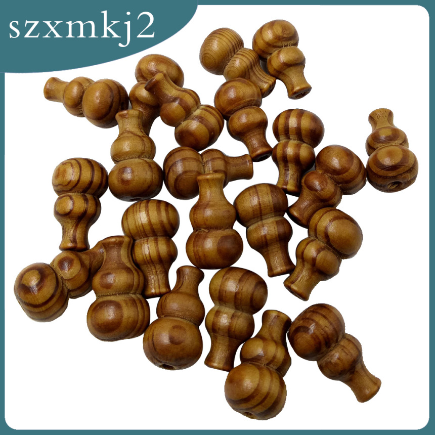 Set 25 hạt gỗ hình bầu hồ lô đường kính 27mm dùng làm trang sức thủ công