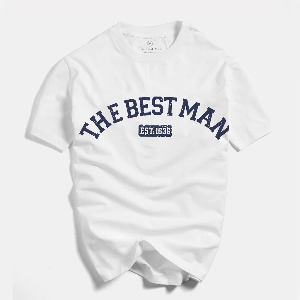 Áo thun nam không cổ 100% Cotton THE BEST MAN màu TRẮNG