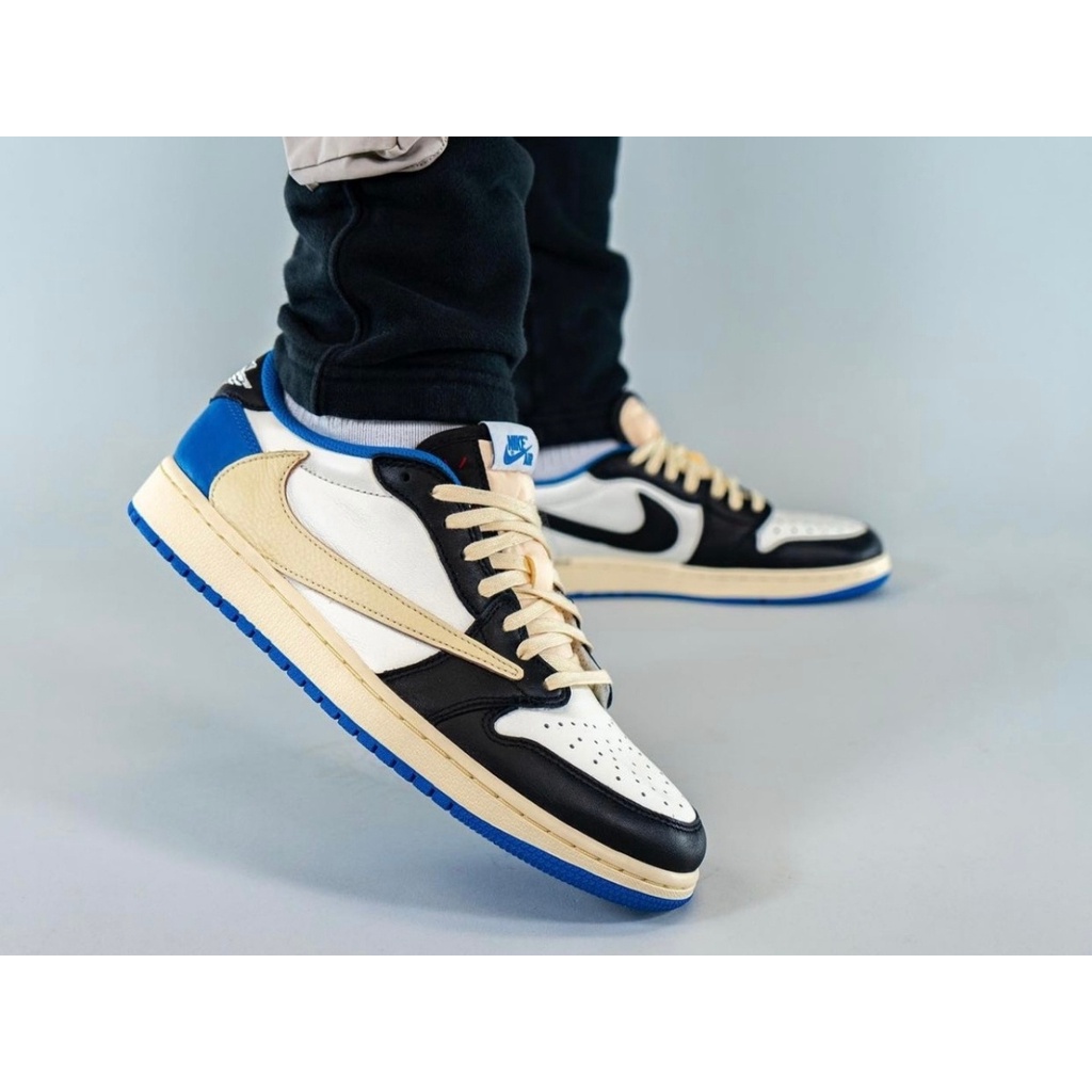 Giày jordan travis scott low blue bản SC full phụ kiện vỏ nhựa, ảnh thật