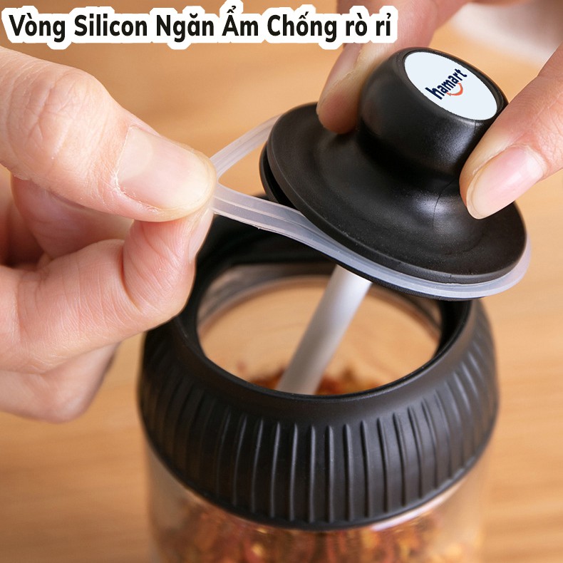 COMBO 3 Kệ, Hũ Đựng Gia Vị Thuỷ Tinh Bộ Hũ Đựng Gia Vị Kèm Thìa Cao Cấp 250ml