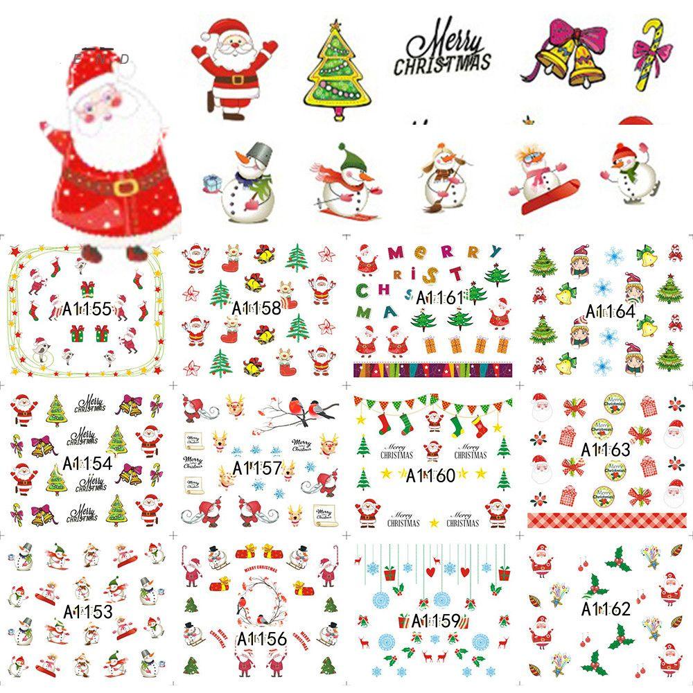 NIUYOU Set 4 Tấm Hình Dán Móng Tay Chủ Đề Giáng Sinh Thời Trang