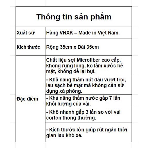 Khăn lau ô tô xe máy đa năng Microfiber không sổ lông siêu thấm hút vệ sinh nhà bếp bàn kính 35x35cm Nhật Bản Mart