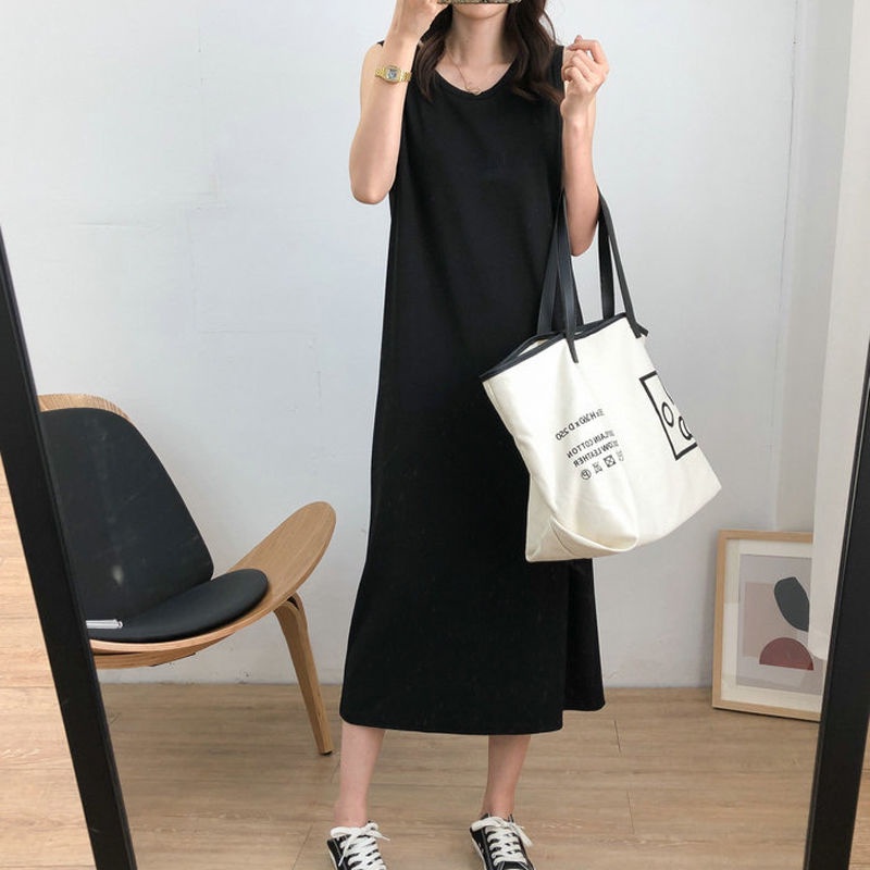 Đầm Ngủ Sát Nách Cổ Tròn Dáng Rộng Vải Lụa Mát Thời Trang Mùa Hè Cho Bạn Gái
