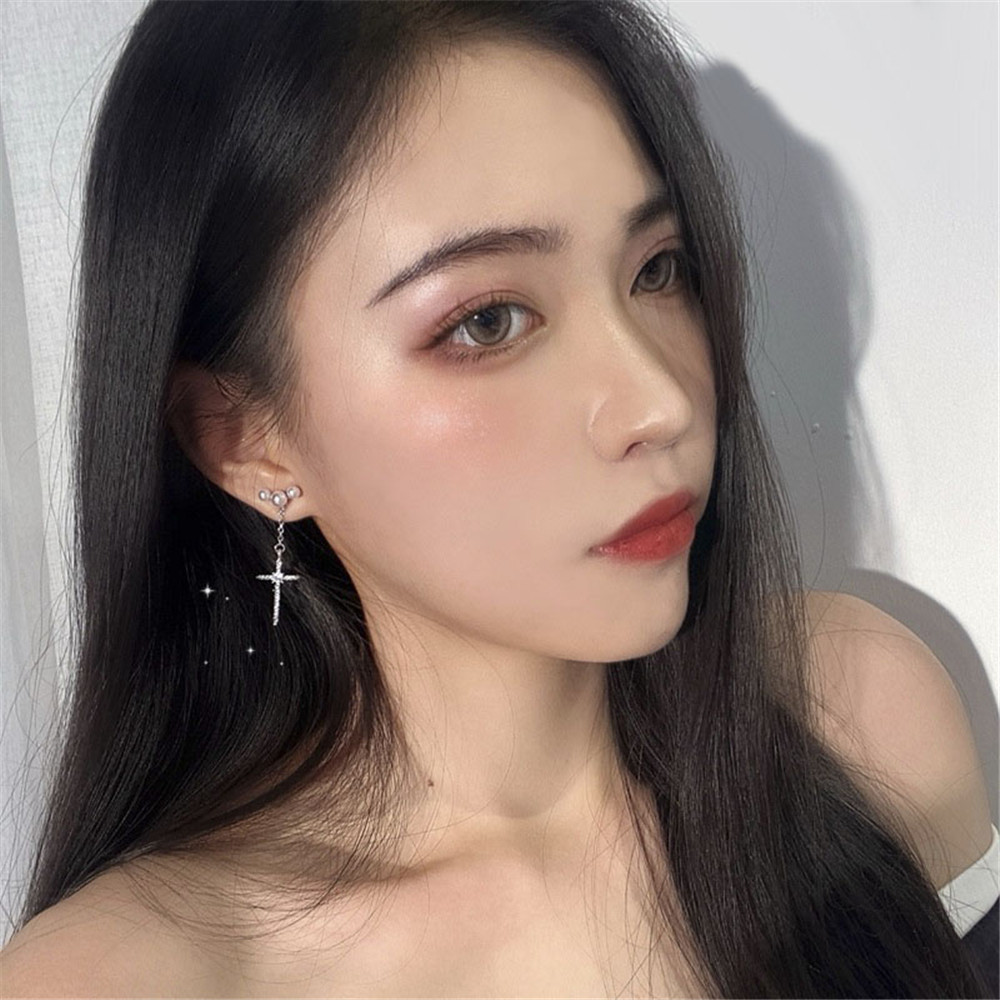 Bông Tai Dáng Dài Đính Ngọc Trai S925 Phong Cách Hàn Quốc Cho Nữ Yanqueens Đồ trang sức Quà tặng