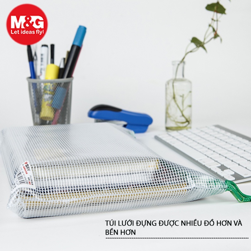 Túi lưới siêu bền khóa kéo đựng đồ học sinh chính hãng M&G ADM 94506, ADM 94507, ADM94508, ADM94509