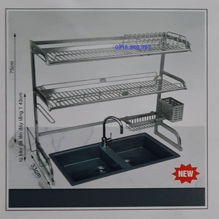 Kệ trên bồn rửa - kệ chậu, kệ để trên chậu rửa 2 tầng inox 304 kc2thv