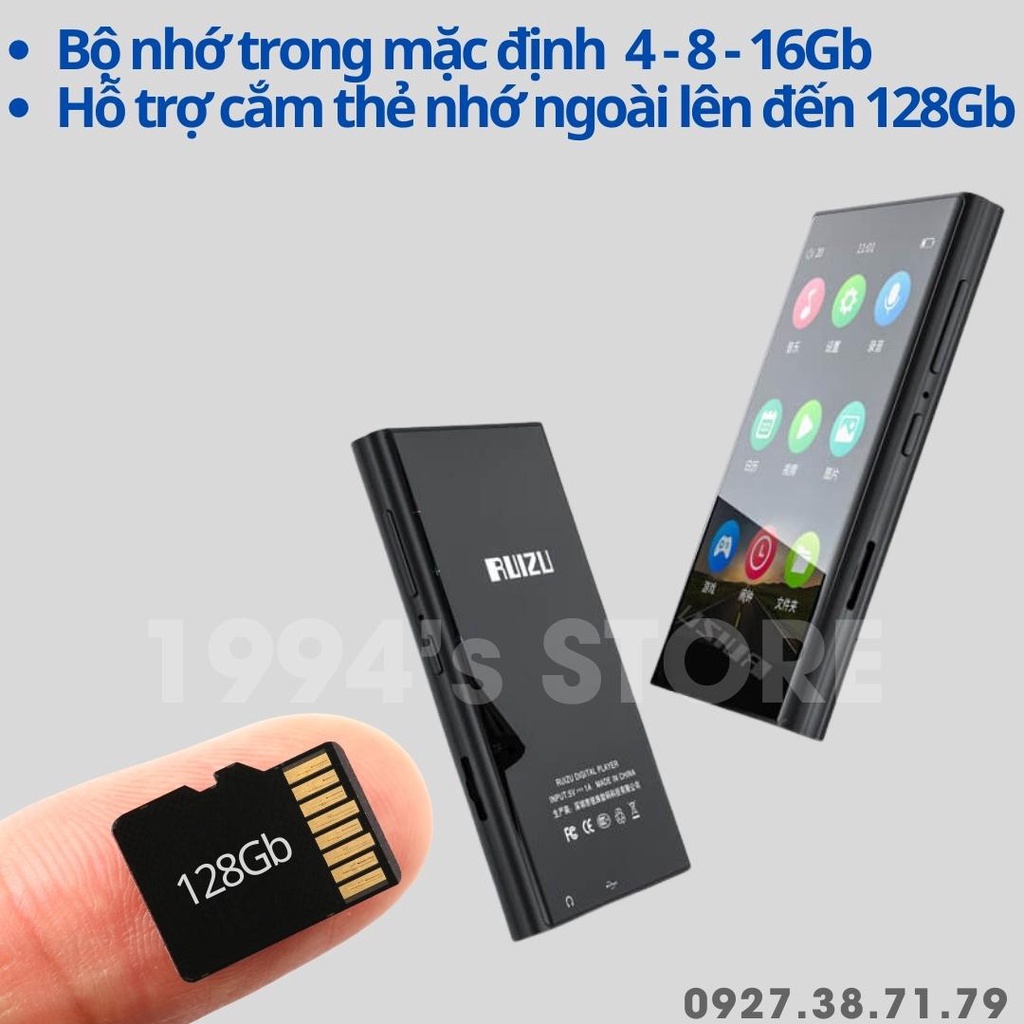 [CÓ SẴN] Máy Nghe Nhạc RUIZU H10 Bluetooth 5.0 Lossless - Bản 2022 - Màn hình lớn có cảm ứng, Bộ nhớ 16Gb - Có loa ngoài