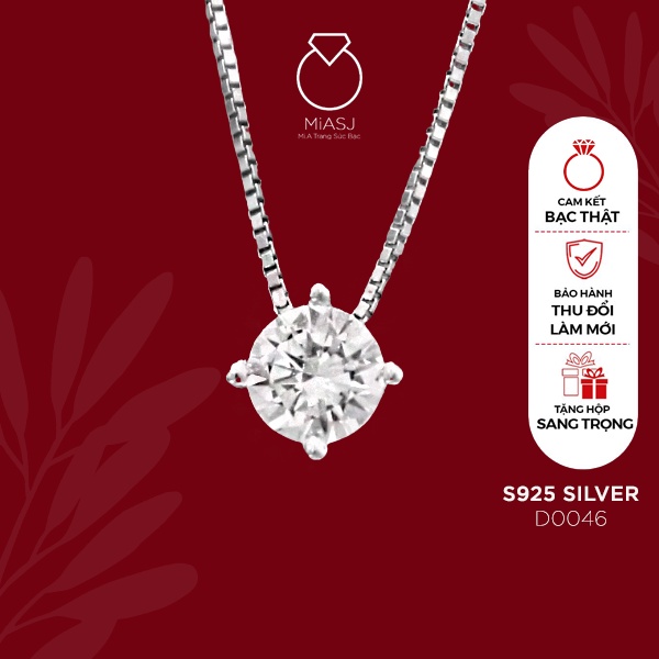Dây chuyền nữ bạc Ý S925 MiASJ vòng cổ mặt đính đá CZ cao cấp sang trọng D0046