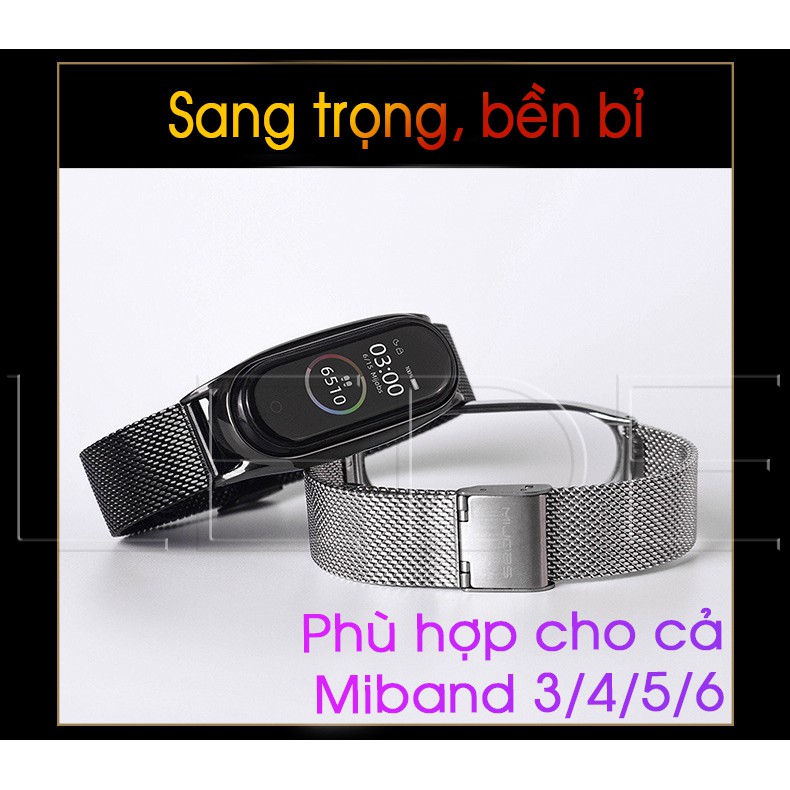 Dây đeo kim loại mắt lưới thép Xiaomi MiBand 4, MiBand 5, MiBand 6