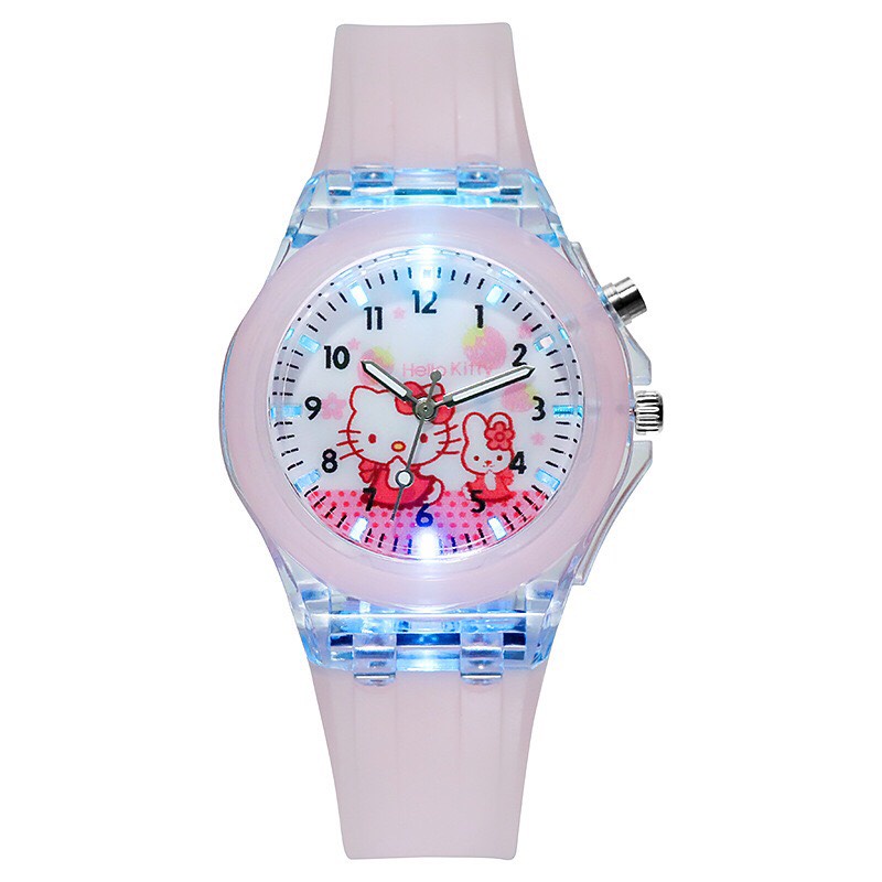 Đồng Hồ Trẻ Em LED Phát sáng Hello Kitty, Siêu nhân Người nhện Spiderman cho bé