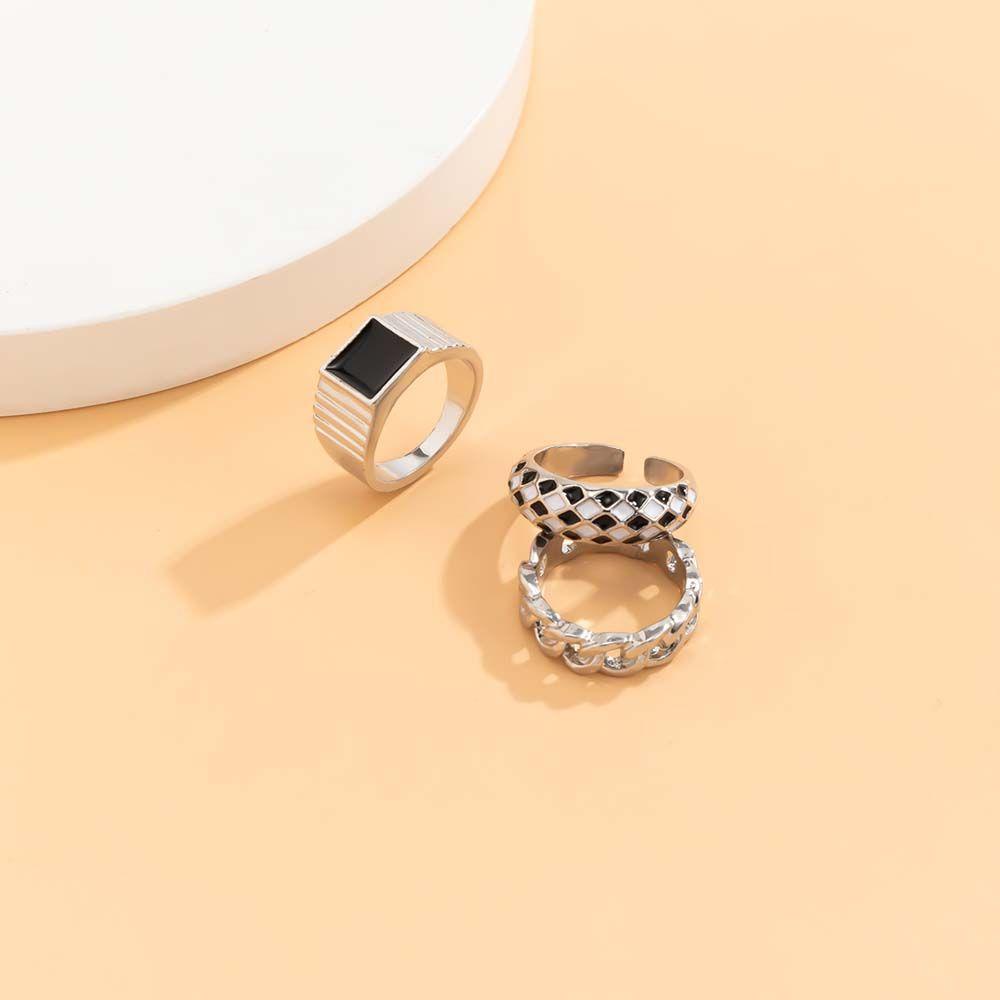 Bộ Nhẫn Họa Tiết Hình Học Phong Cách Gothic Punk Cho Nam Và Nữ