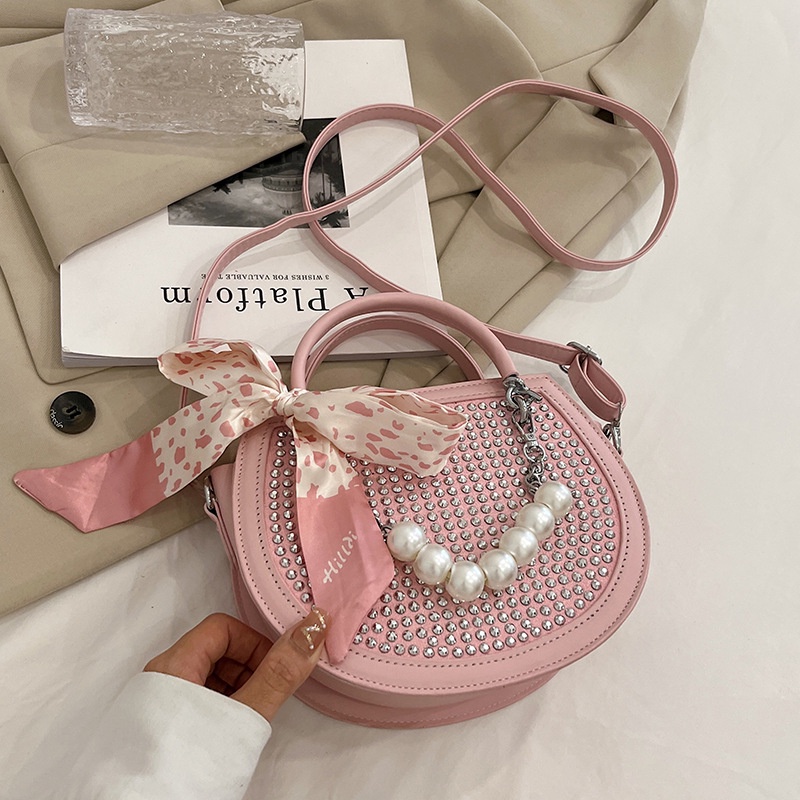 Ielgy Túi Xách Yên Ngựa Đính Kim Cương Sáng Lấp Lánh Kiểu niche Cho Nữ