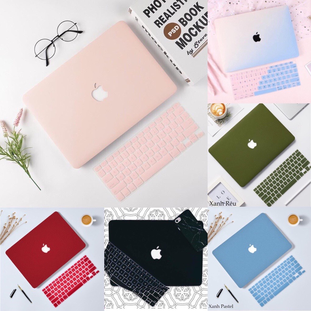 Case - Ốp Macbook Kèm Dán Màn Hình+Phủ Bàn Phím Quốc Tế ( Tặng Kèm Nút Chống Bụi Và Kẹp Chống Gẫy Sạc)